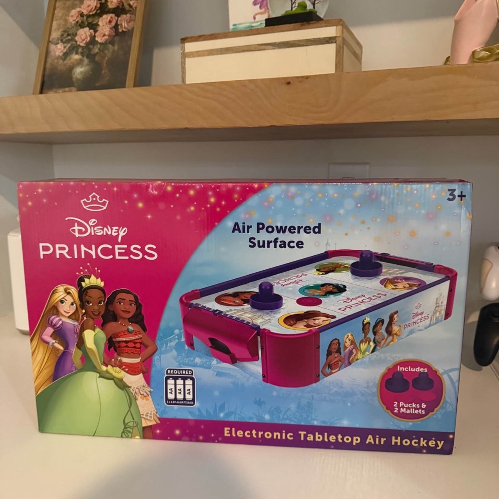 Disney Princess Pink and Light Blue Tabletop Air Hockey Game